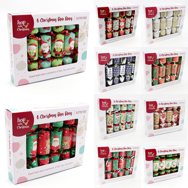 6 Pack Christmas Bon Bon Set Xmas Holly Berries Luxury Premium Crackers Gift Toy