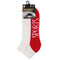 6 Pairs Premium Fine Cotton Sports Socks Low Cut White Two-Tone Comfort Gym Work - Red/White