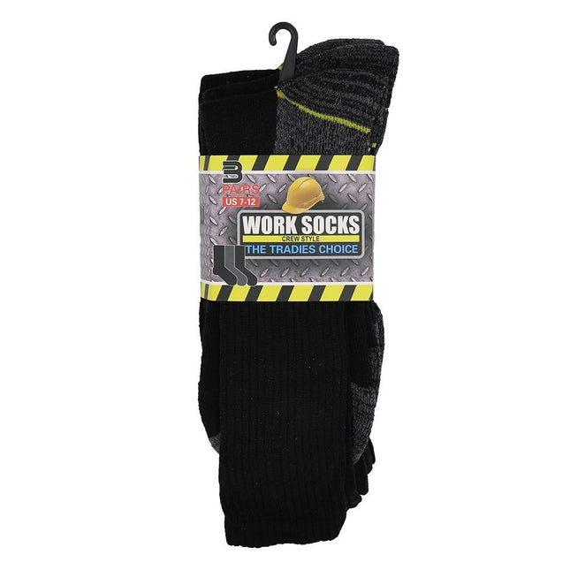 6 Prs Thick Men's Work Socks Tradies Choice Heavy Duty Cotton Blend Boot Cushion - Black