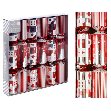 6x 12" Large Christmas Bon Bons Xmas Foil Luxury Premium Crackers Gift Fun Toy
