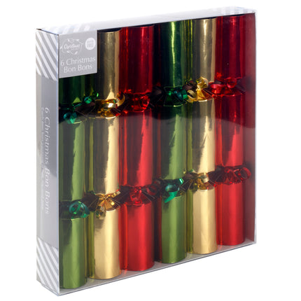 6x 12" Large Christmas Bon Bons Xmas Foil Luxury Premium Crackers Gift Fun Toy