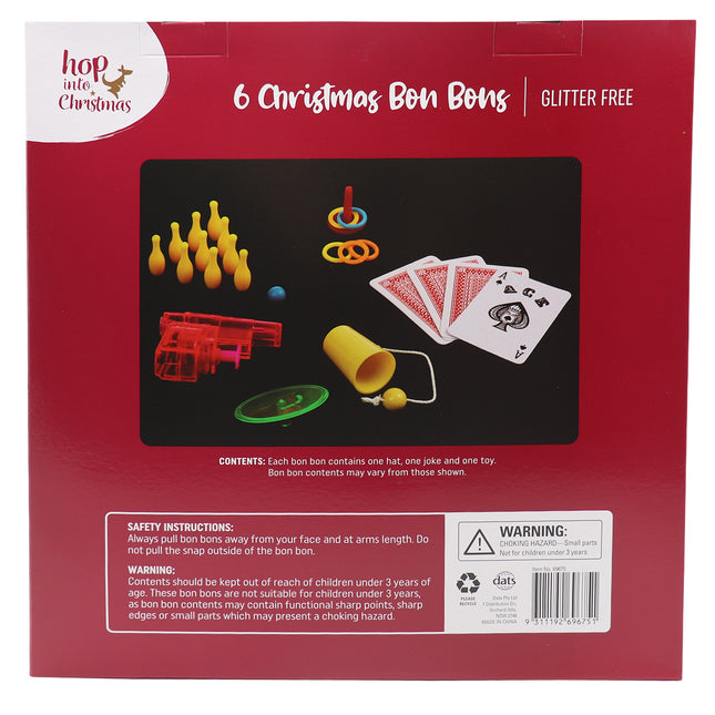6x 12" Large Christmas Bon Bons Xmas Foil Luxury Premium Crackers Gift Fun Toy