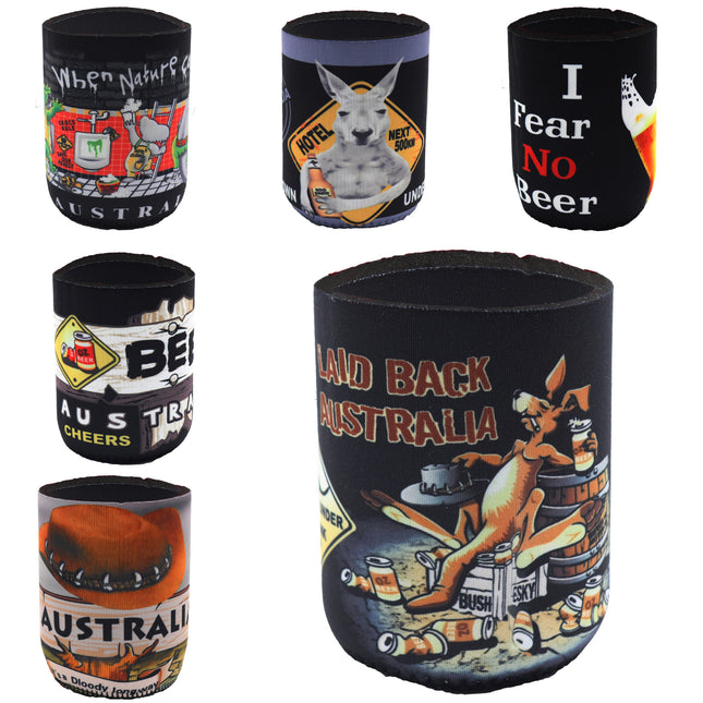 6x Australia Stubby Stubbie Holder Beer Bottle Tin Can Drink Alcohol Cooler Gift