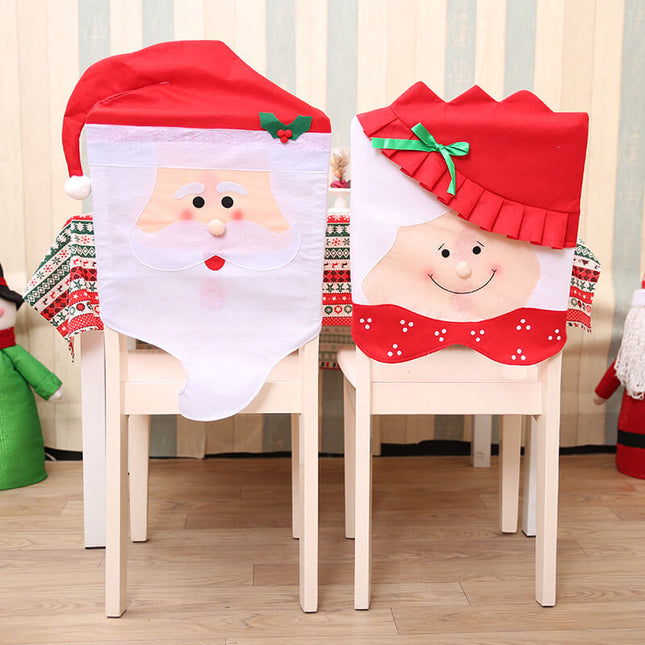 6x Christmas Cute Lady Santa Hat Chair Covers Dinner Home Decor Ornaments Gift - Zmart Australia