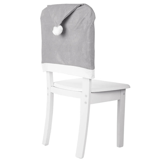 6x Christmas Grey Santa Hat Chair Covers Dinner Table Home Decor Ornaments Gift - Zmart Australia