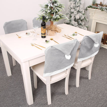 6x Christmas Grey Santa Hat Chair Covers Dinner Table Home Decor Ornaments Gift - Zmart Australia