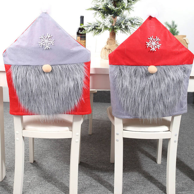 6x Christmas Rudolph w Beard Santa Hat Chair Covers Dinner Table Decor Ornaments - Zmart Australia