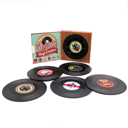 6x Creative Vinyl Record Cup Coasters w Holder Glass Drink Tableware Home Decor - Zmart Australia