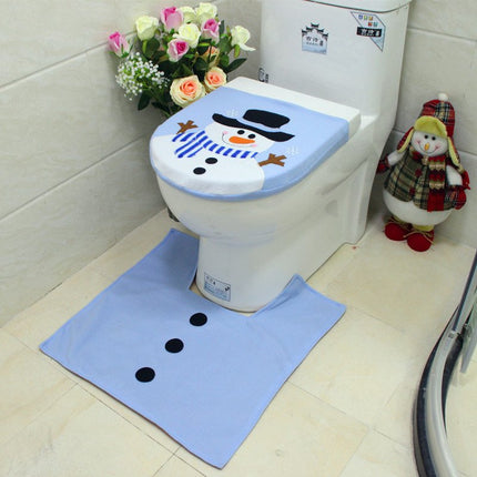 4pcs Christmas Toilet Seat Cover Rug Bathroom Set Santa Snowman Xmas Home Decor - Zmart Australia