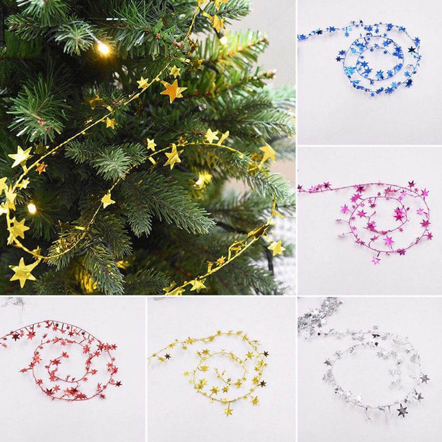 7.5M Christmas Hanging Star Pine Tree Garland Rattan Xmas Party Wedding Ornament - Zmart Australia