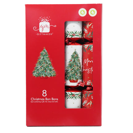 6-8 Pack Christmas Premium Bon Bon Luxury Crackers Xmas Holly & Berries Set Gift