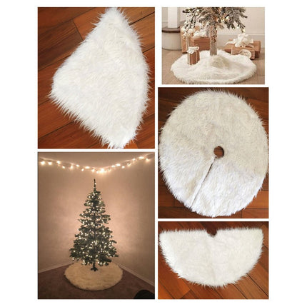 60/78/90/122cm Christmas Snow Plush Tree Skirt Xmas Base Floor Mat Cover Decor - Zmart Australia