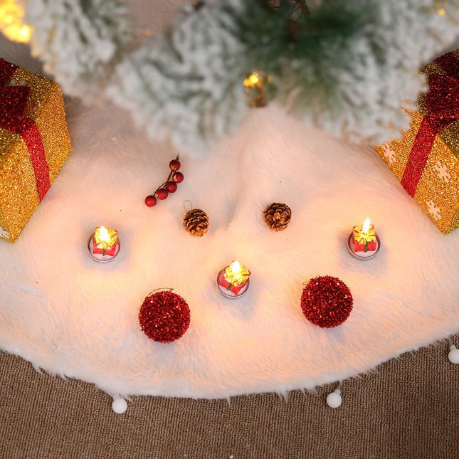 60/78/90/122cm Christmas Snow Plush Tree Skirt Xmas Base Floor Mat Cover Decor - Zmart Australia