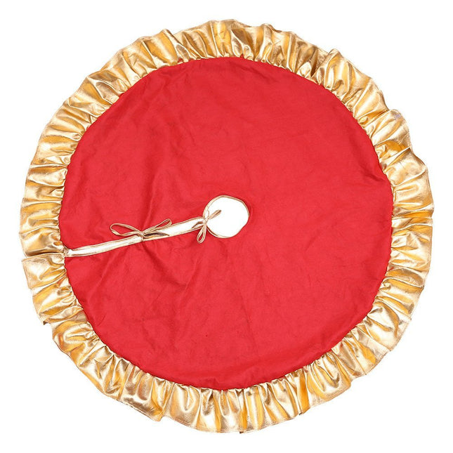 90cm Christmas Premium Tree Skirt w Golden Edge Xmas Base Floor Mat Cover Decor - Zmart Australia