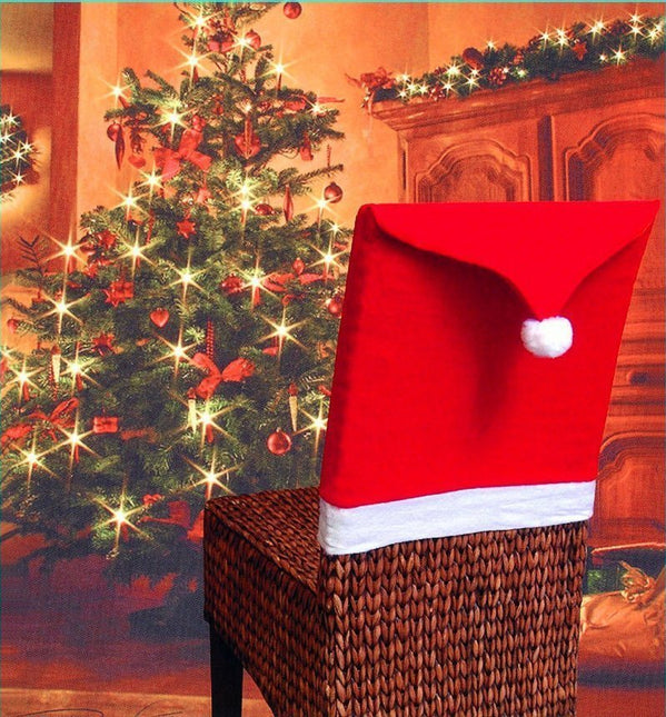 10 Christmas Chair Covers Dinner Table Santa Hat Home Decorations Ornaments Gift - Zmart Australia