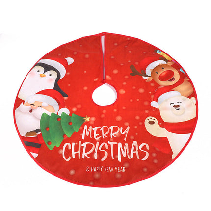 90cm Christmas Tree Skirt Base Floor Mat Cartoon Santa Xmas Party Ornament Decor - Zmart Australia