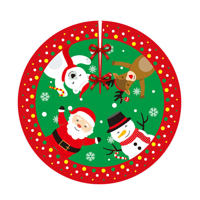 90cm Christmas Tree Skirt Base Floor Mat Cartoon Santa Xmas Party Ornament Decor - Zmart Australia