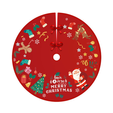 90cm Christmas Tree Skirt Base Floor Mat Cartoon Santa Xmas Party Ornament Decor - Zmart Australia