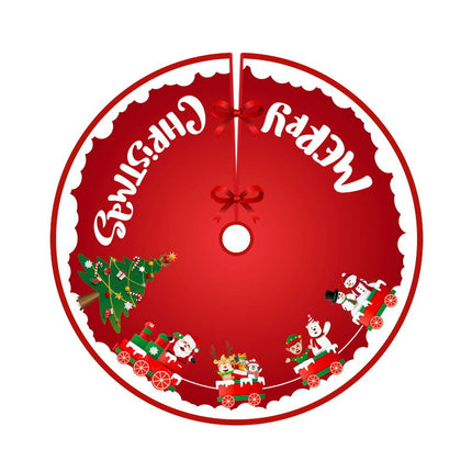 90cm Christmas Tree Skirt Base Floor Mat Cartoon Santa Xmas Party Ornament Decor - Zmart Australia