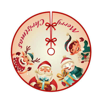 90cm Christmas Tree Skirt Base Floor Mat Cartoon Santa Xmas Party Ornament Decor - Zmart Australia