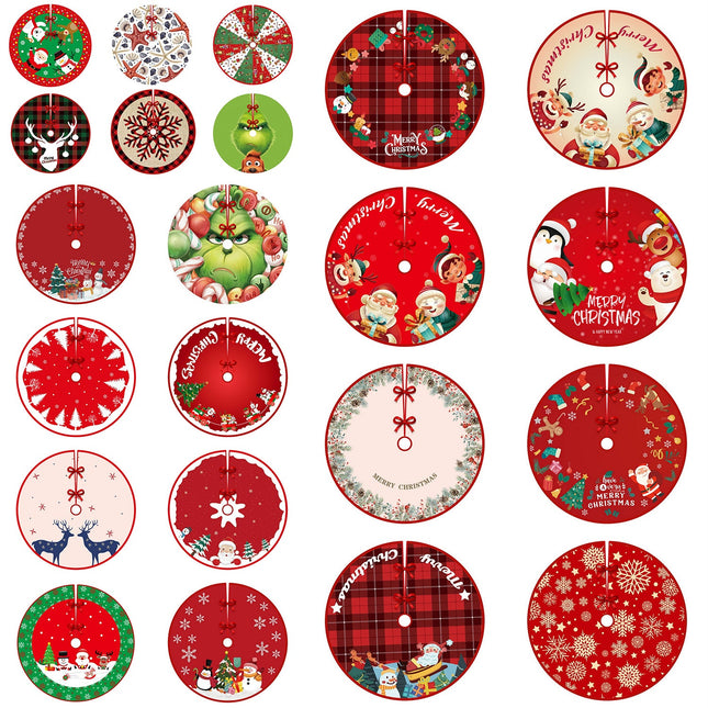 90cm Christmas Tree Skirt Base Floor Mat Cartoon Santa Xmas Party Ornament Decor - Zmart Australia