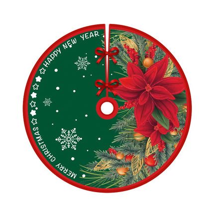 90cm Christmas Tree Skirt Base Floor Mat Cartoon Santa Xmas Party Ornament Decor