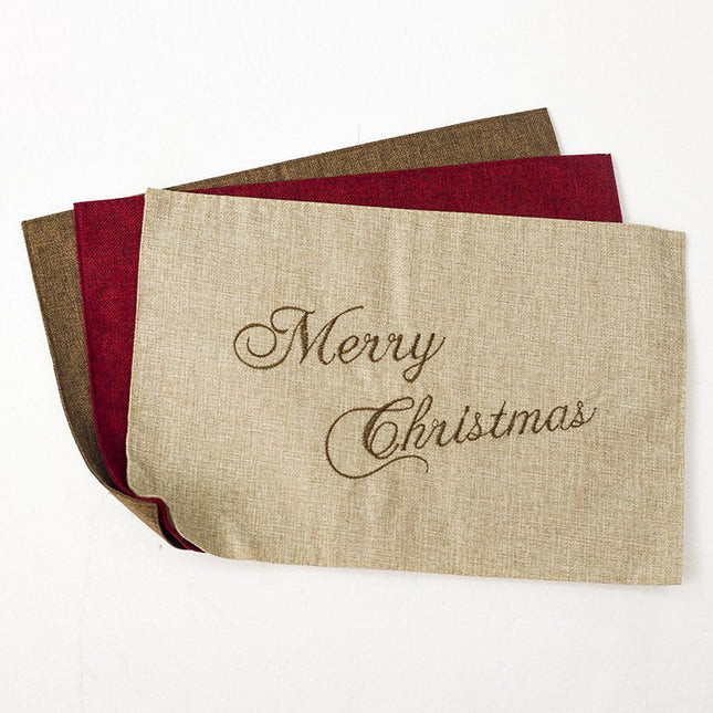 2x Christmas Hessian Burlap Linen Place Mats Dinner Table Ware Runner Xmas Decor - Zmart Australia