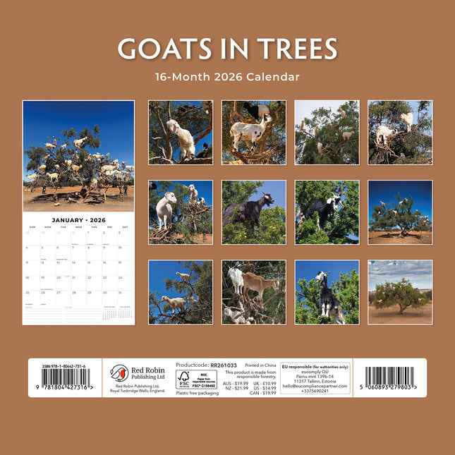 Goats In Trees 2026 Premium Square Wall Calendar