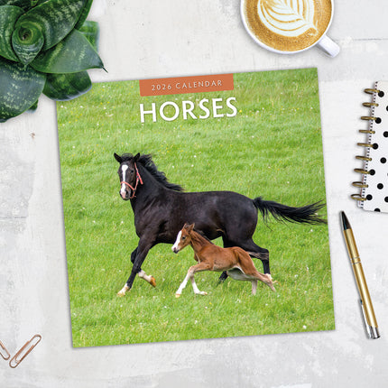 Horses 2026 Premium Square Wall Calendar