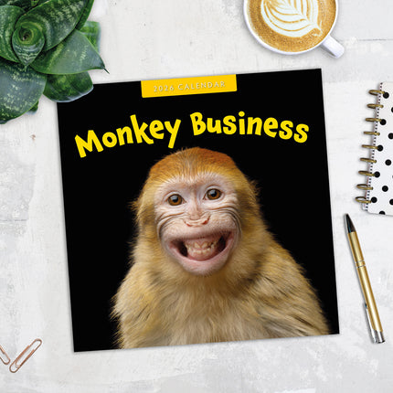 Monkey Business 2026 Premium Square Wall Calendar
