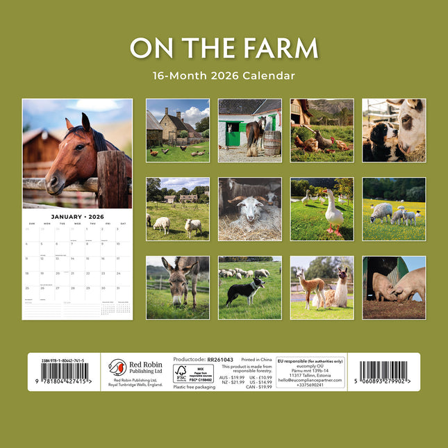 On The Farm 2026 Premium Square Wall Calendar