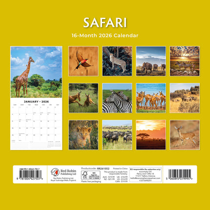 Safari 2026 Premium Square Wall Calendar