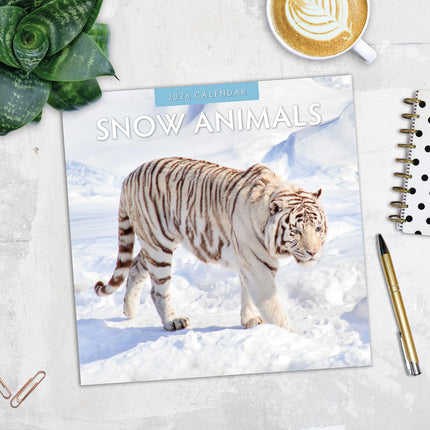 Snow Animals 2026 Premium Square Wall Calendar