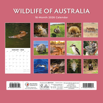 Wildlife Of Australia 2026 Premium Square Wall Calendar