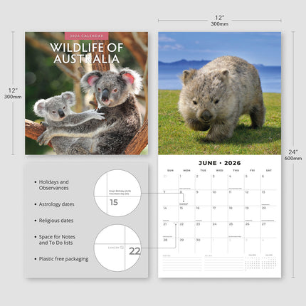 Wildlife Of Australia 2026 Premium Square Wall Calendar