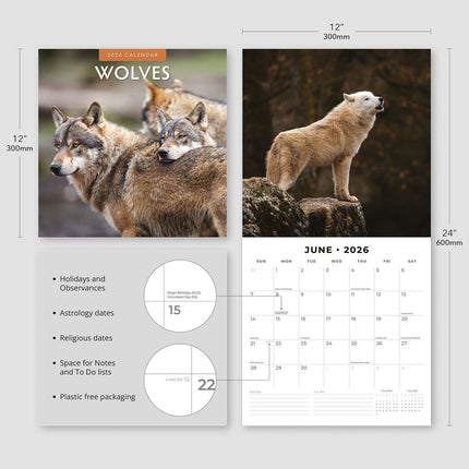 Wolves 2026 Premium Square Wall Calendar