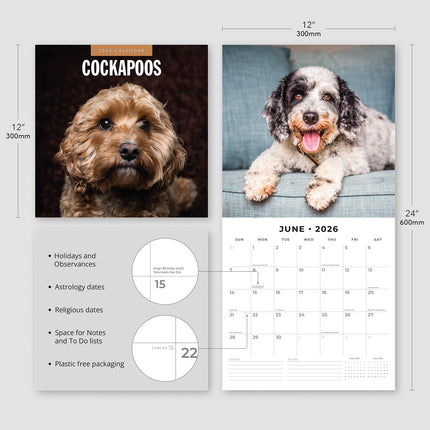 Cockapoos 2026 Premium Square Wall Calendar