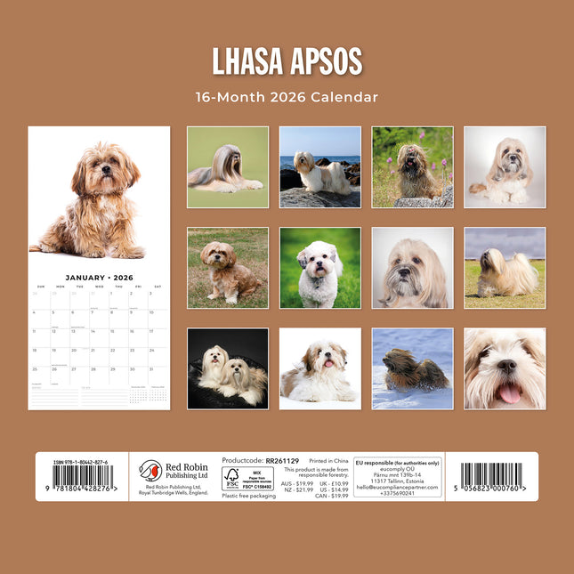 Lhasa Apsos 2026 Premium Square Wall Calendar