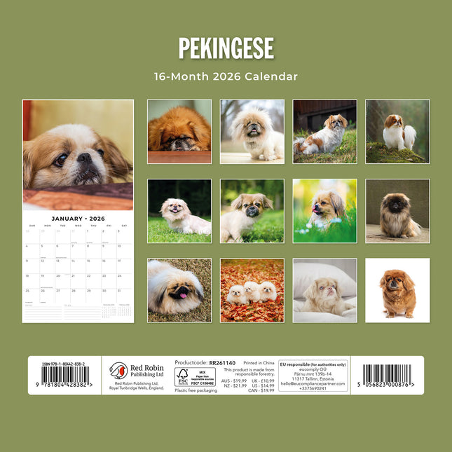 Pekingese 2026 Premium Square Wall Calendar