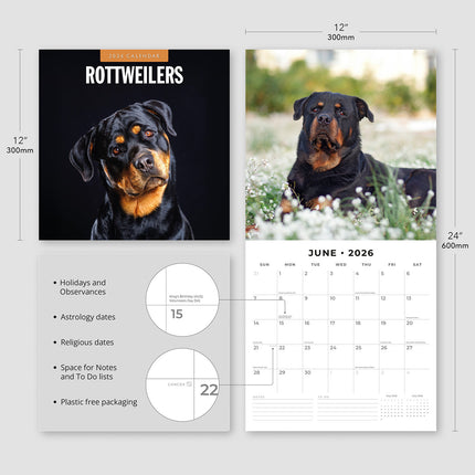 Rottweilers 2026 Premium Square Wall Calendar