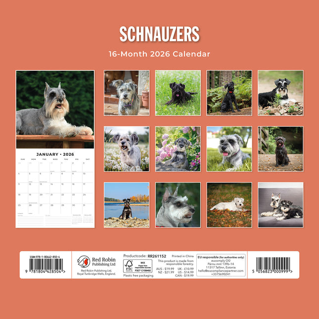 Schnauzer 2026 Premium Square Wall Calendar
