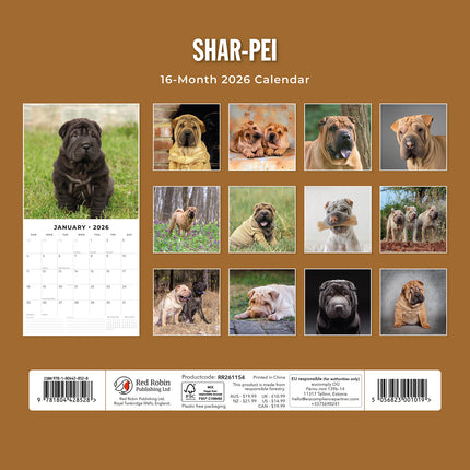 Shar Pei 2026 Premium Square Wall Calendar