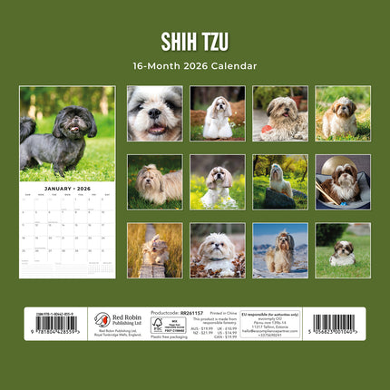 Shih Tzu 2026 Premium Square Wall Calendar
