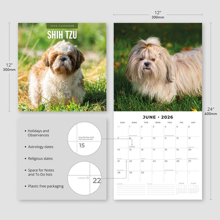 Shih Tzu 2026 Premium Square Wall Calendar