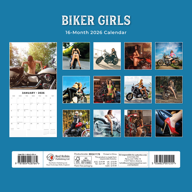 Biker Girls 2026 Premium Square Wall Calendar