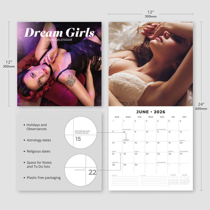 Dream Girls 2026 Premium Square Wall Calendar