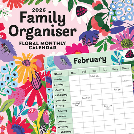 Floral Family Organiser 2026 Premium Square Wall Calendar