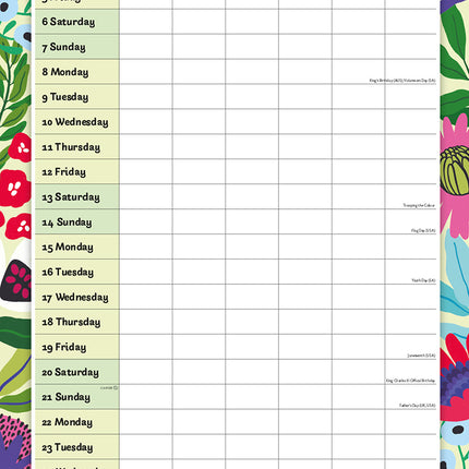 Floral Family Organiser 2026 Premium Square Wall Calendar