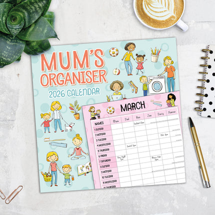 Mums Organiser 2026 Premium Square Wall Calendar