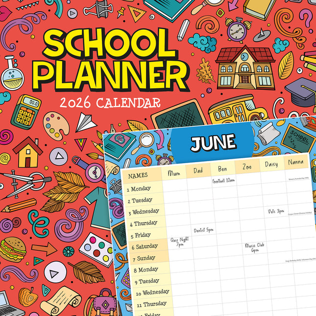 School Planner 2026 Premium Square Wall Calendar